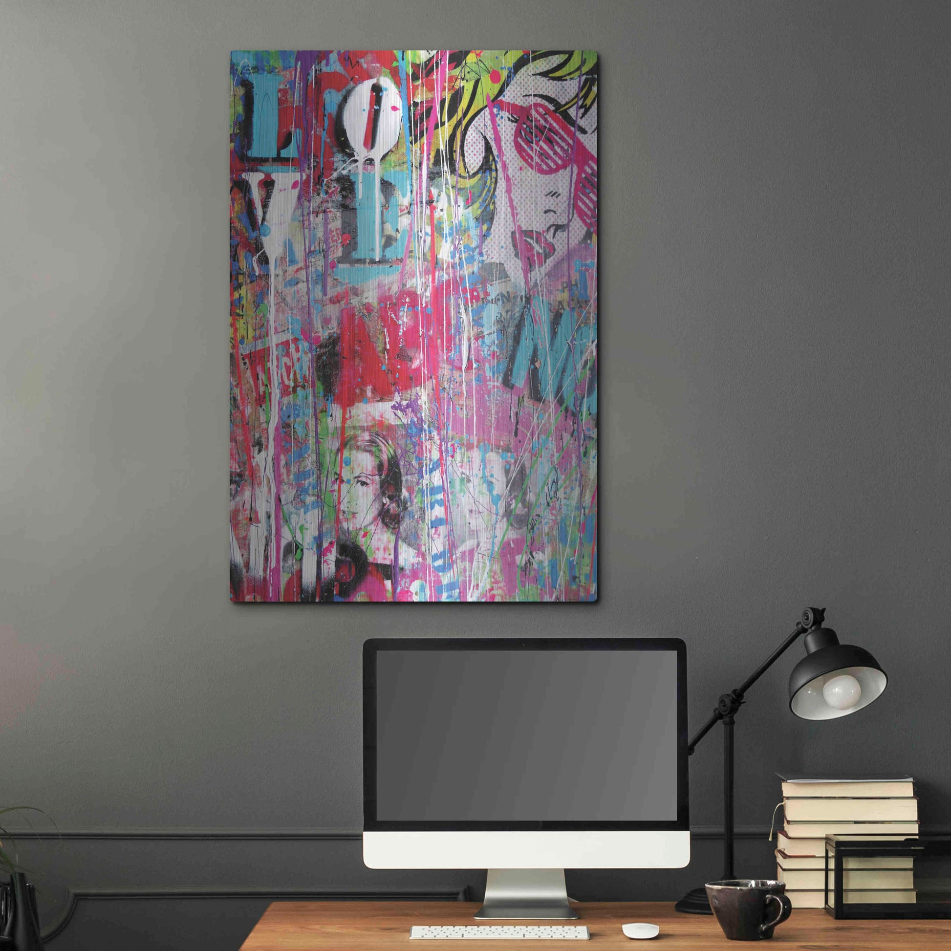 Luxe Metal Art 'Pop Love' by David Drioton, Metal Wall Art,24x36