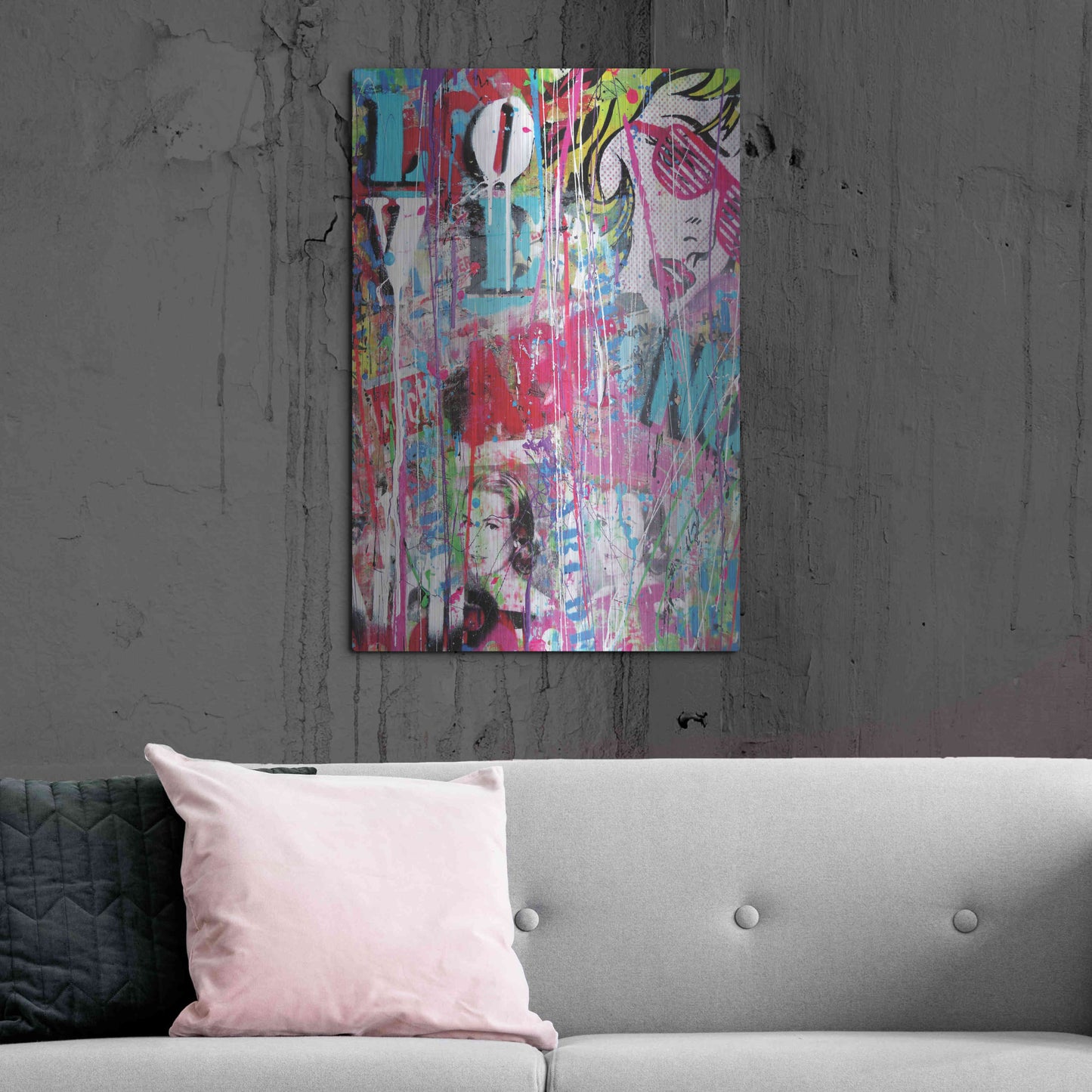 Luxe Metal Art 'Pop Love' by David Drioton, Metal Wall Art,24x36