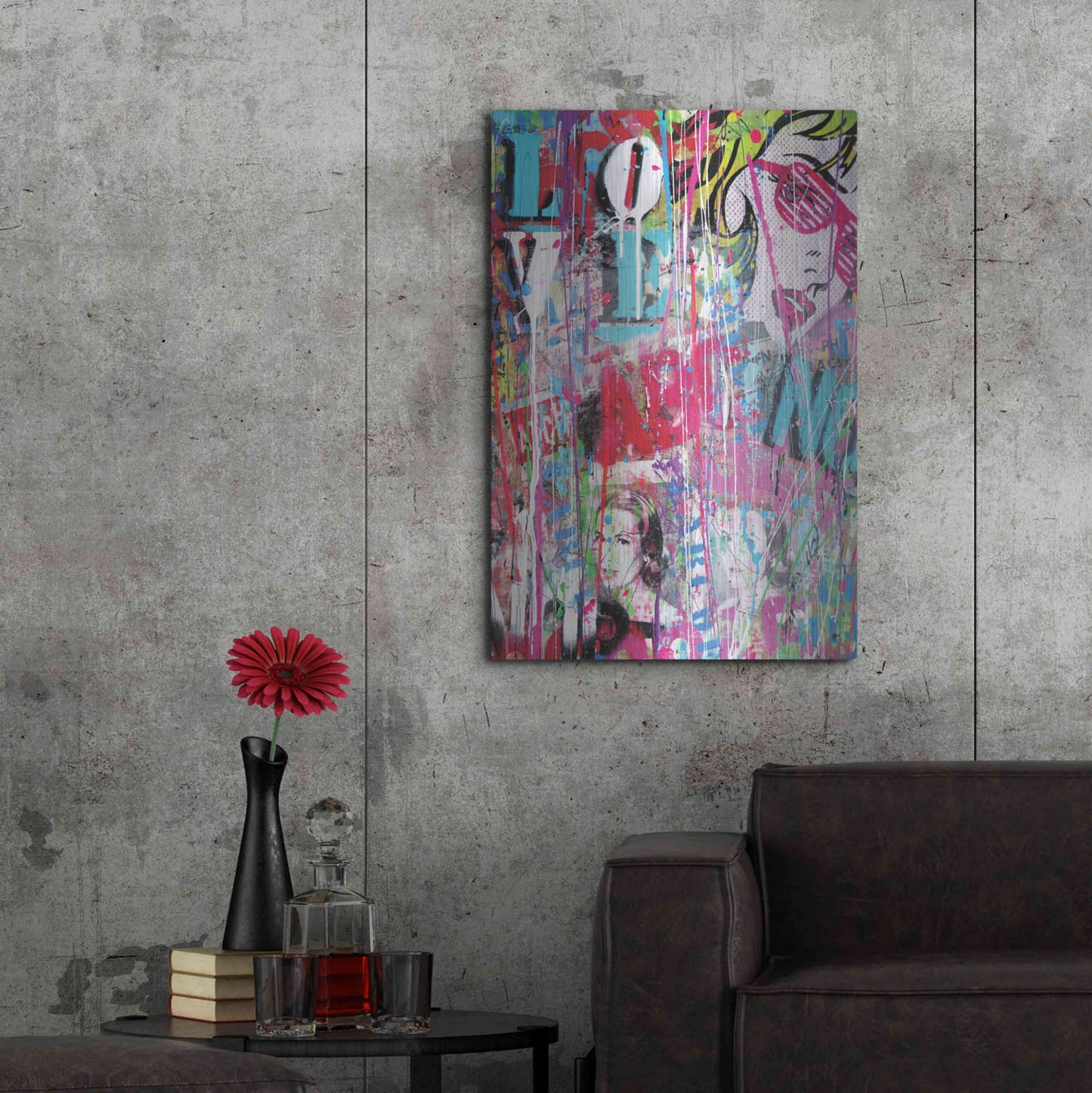 Luxe Metal Art 'Pop Love' by David Drioton, Metal Wall Art,24x36