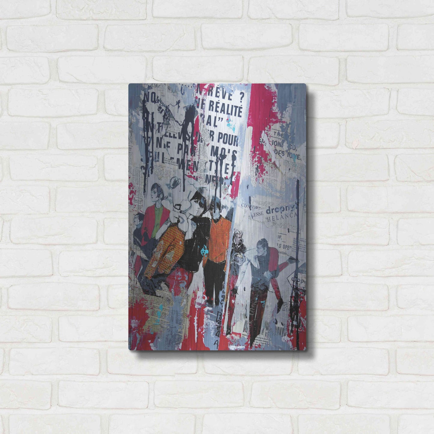 Luxe Metal Art 'Red Realite' by David Drioton, Metal Wall Art,16x24