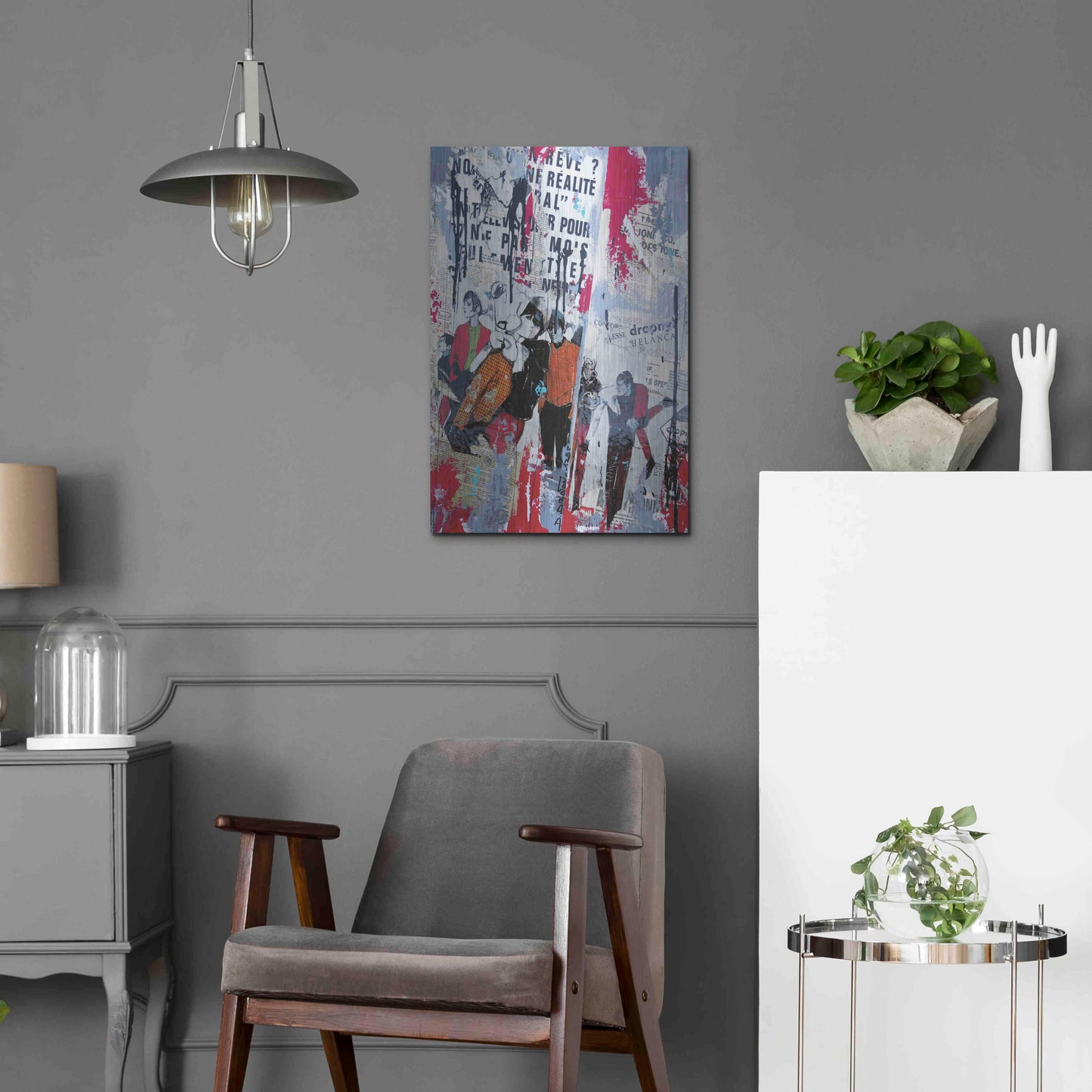 Luxe Metal Art 'Red Realite' by David Drioton, Metal Wall Art,16x24