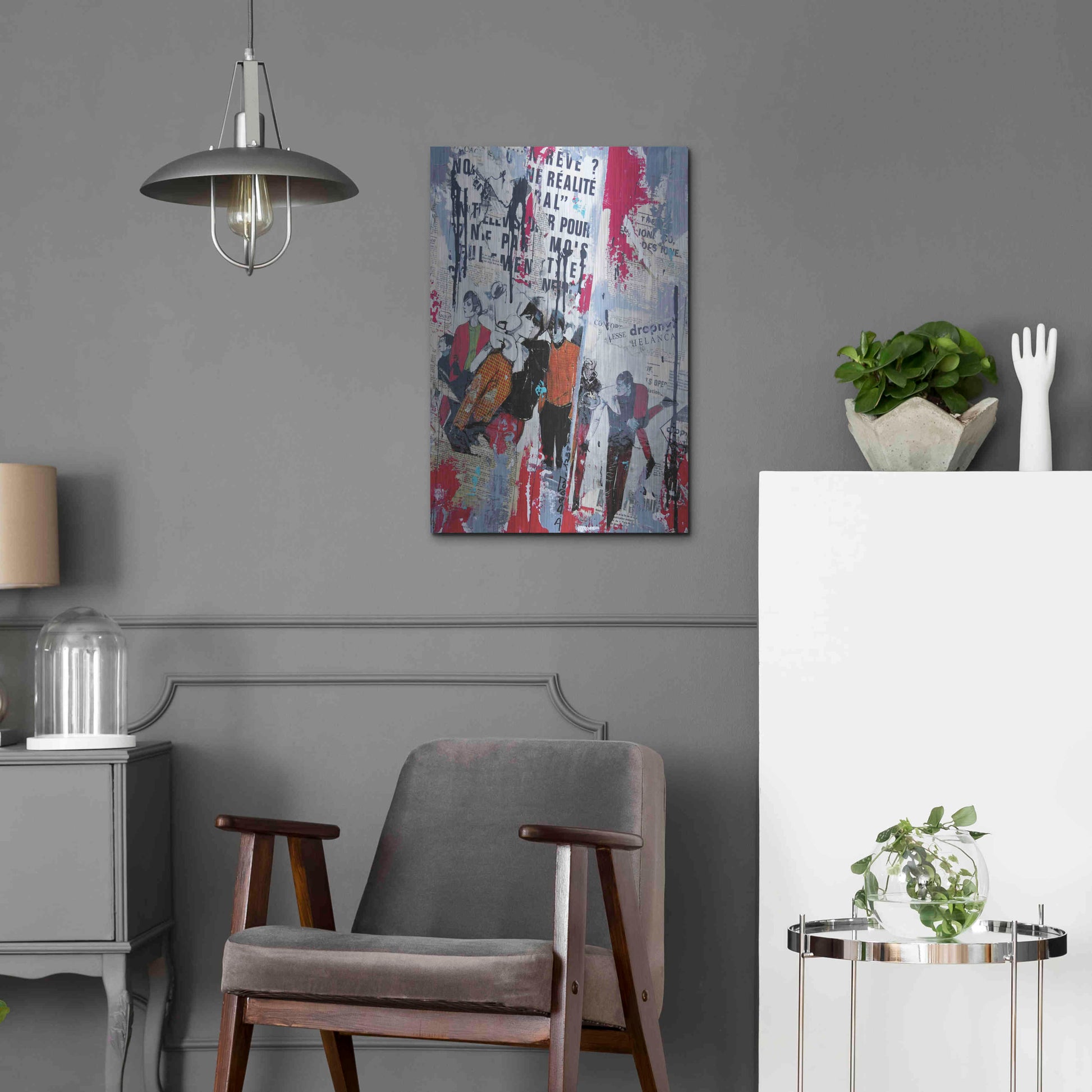Luxe Metal Art 'Red Realite' by David Drioton, Metal Wall Art,16x24