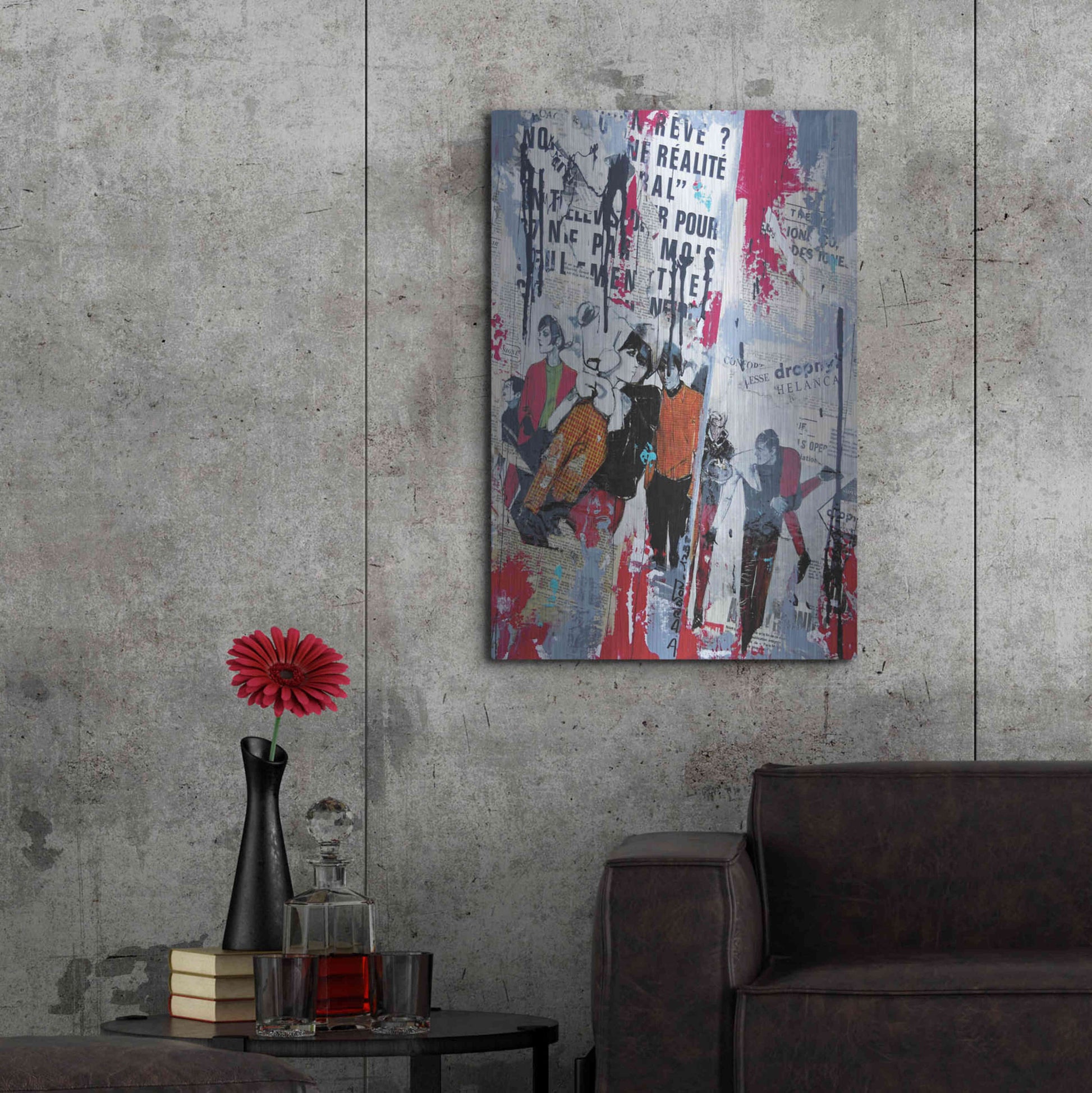 Luxe Metal Art 'Red Realite' by David Drioton, Metal Wall Art,24x36