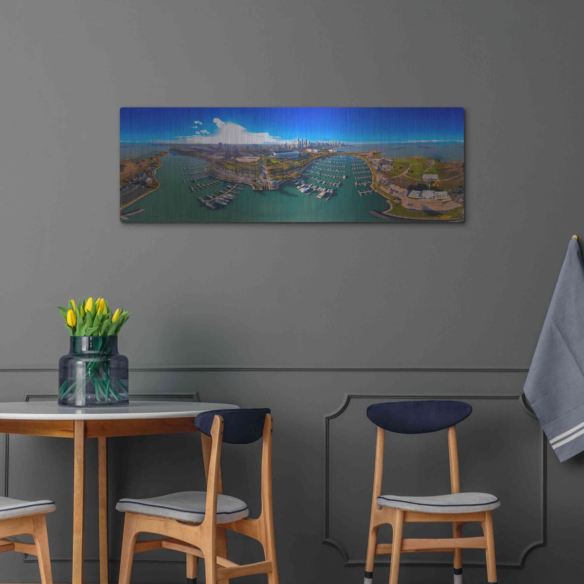 'Chicago Blues' by Luxe Portfolio – Metal Wall Art, 48x16 room view
