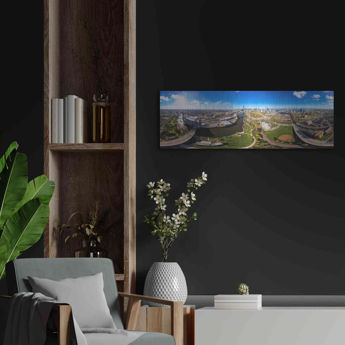 'Chicago Views' by Luxe Portfolio – Metal Wall Art, 36x12 room view