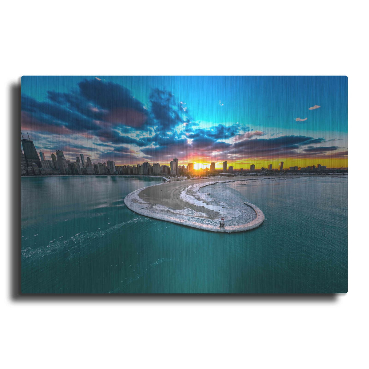 'Fiery Chicago Sunset' by Luxe Portfolio – Metal Wall Art