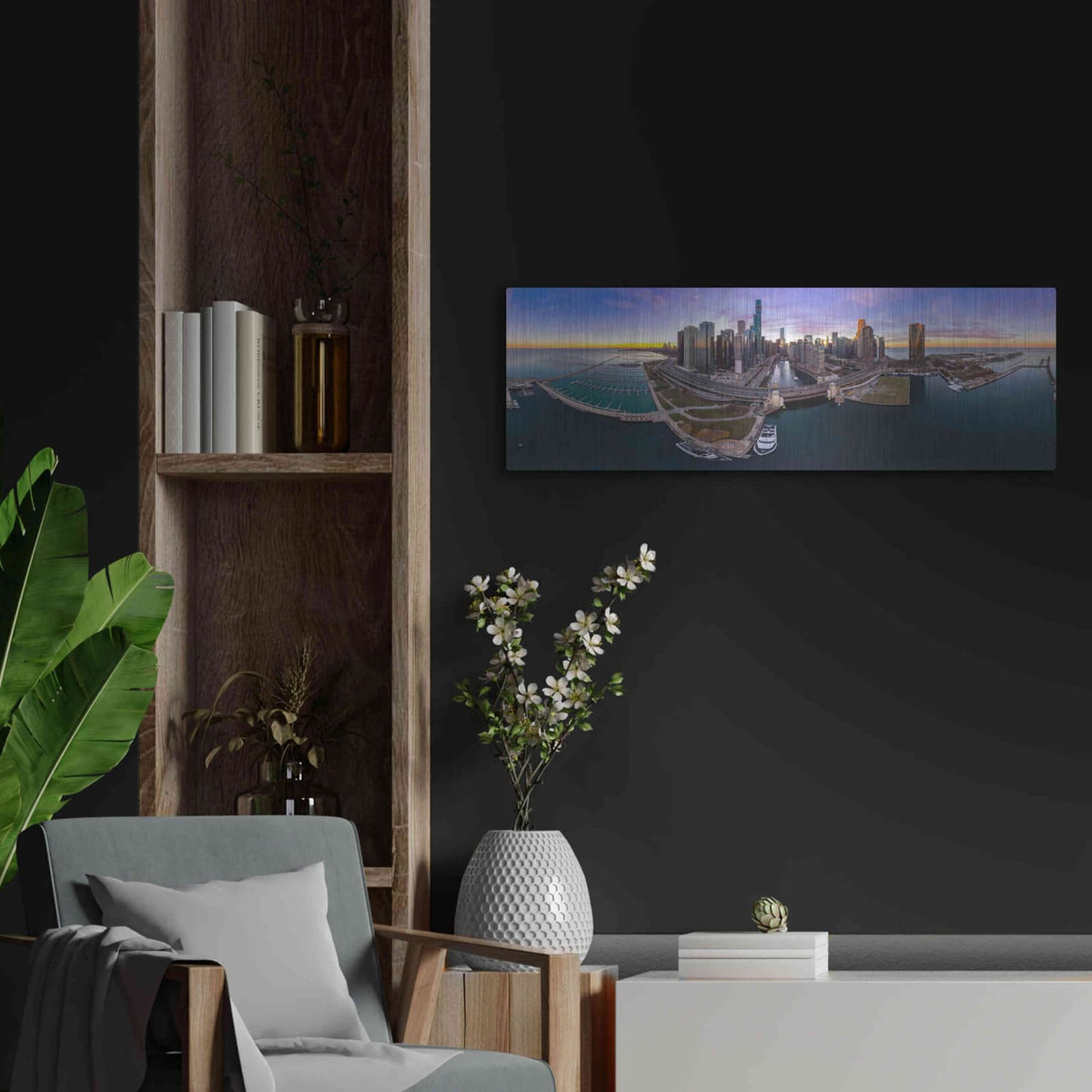 'Colorful Fall in Chicago' by Luxe Portfolio – Metal Wall Art, 36x12 room view