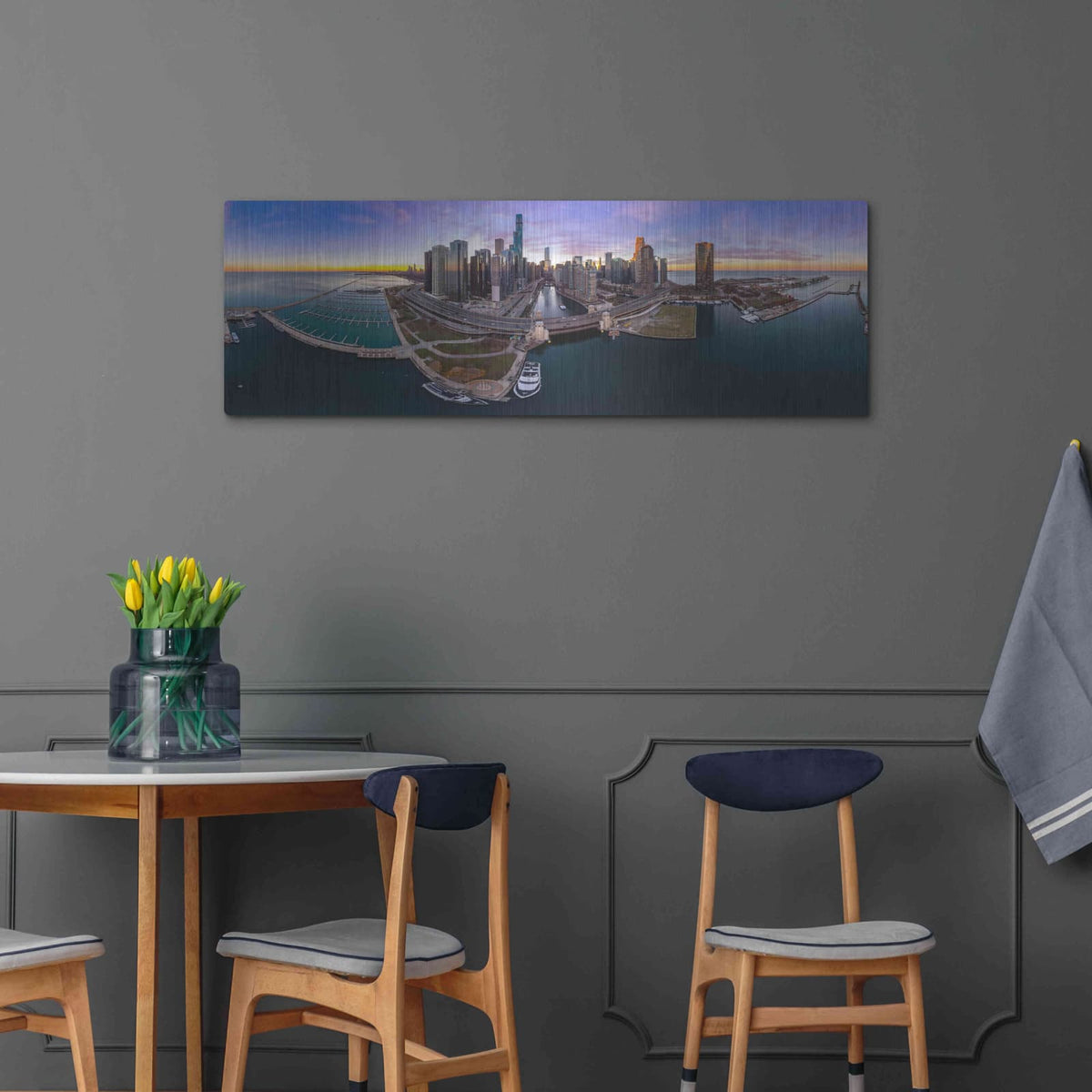 'Colorful Fall in Chicago' by Luxe Portfolio – Metal Wall Art, 48x16 room view