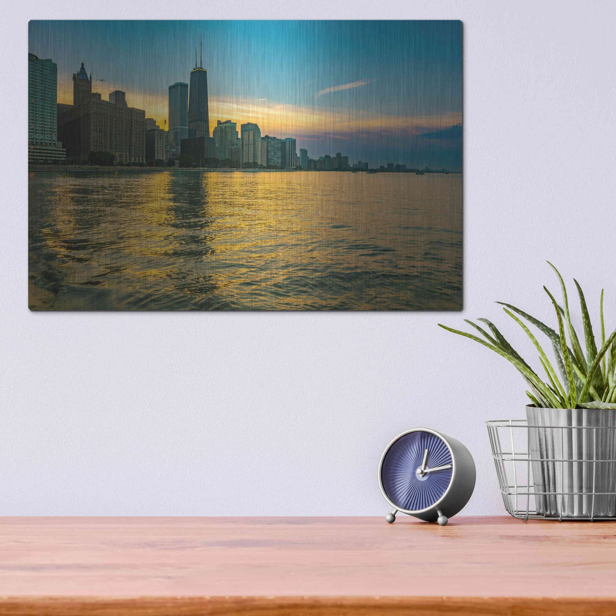 'AMazign Sunset in Chicago' by Luxe Portfolio – Metal Wall Art, 16x12 room view