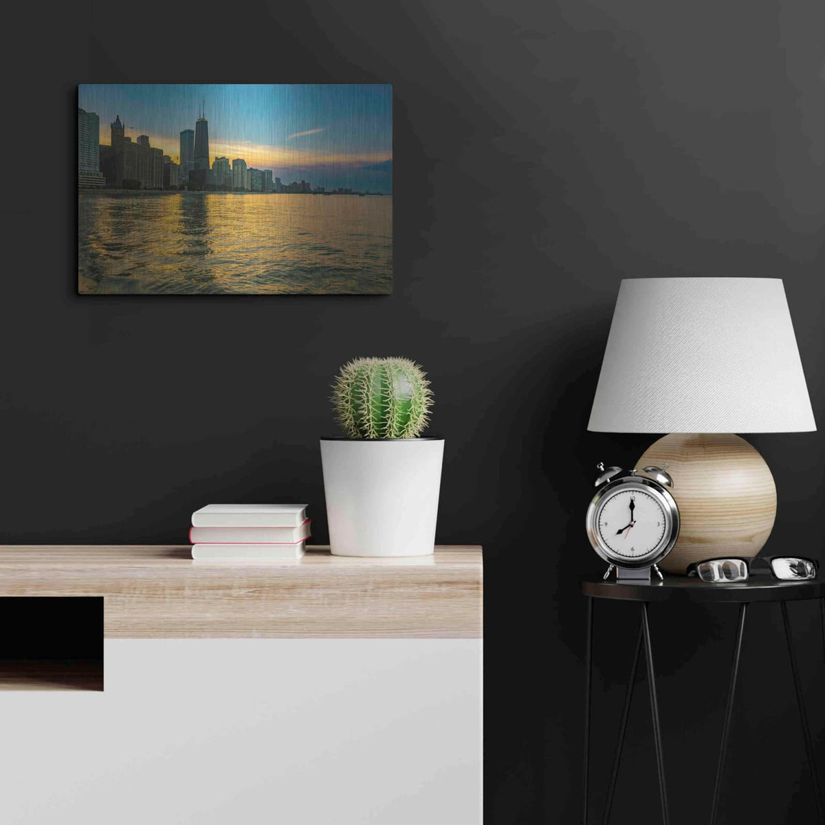 'AMazign Sunset in Chicago' by Luxe Portfolio – Metal Wall Art, 24x16 room view