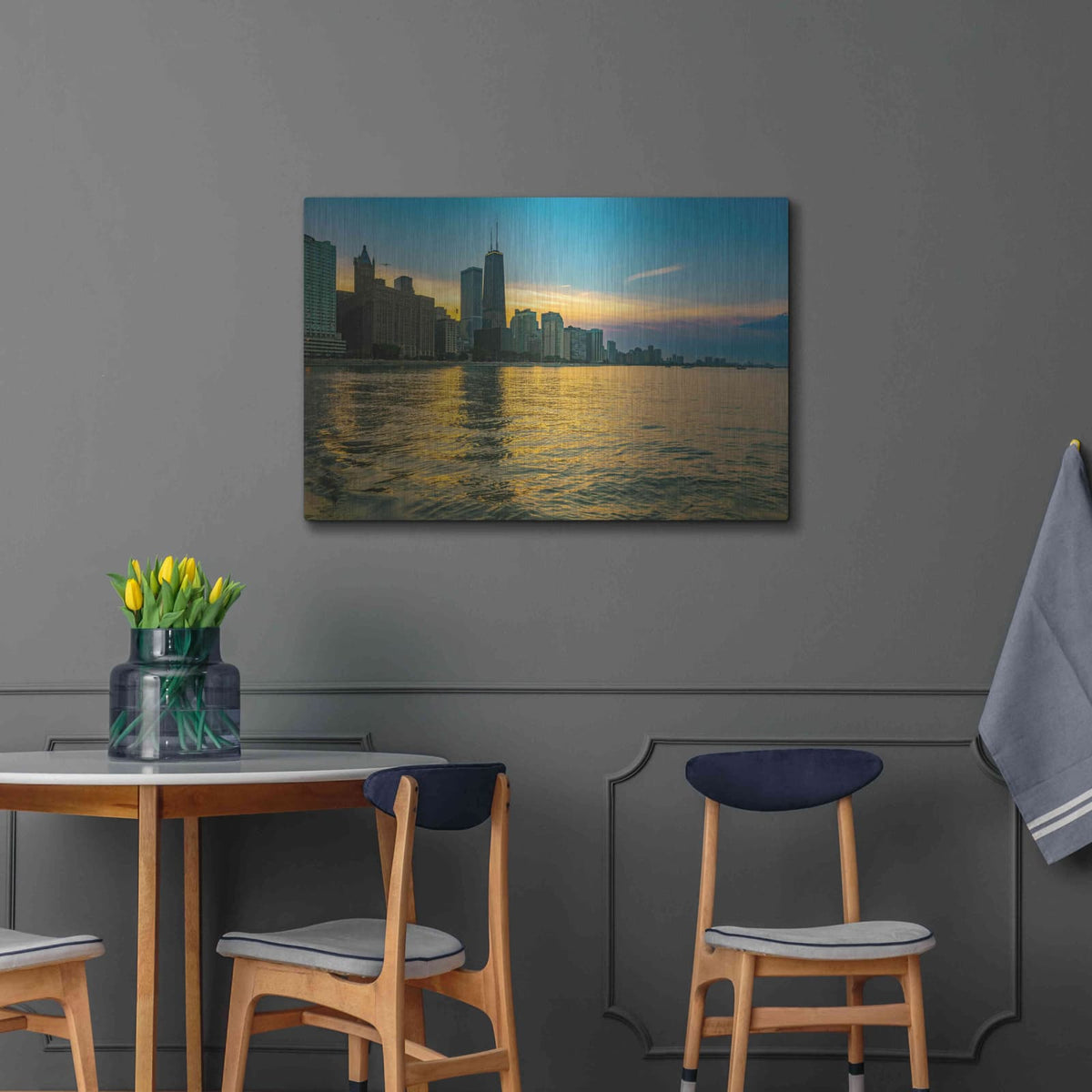 'AMazign Sunset in Chicago' by Luxe Portfolio – Metal Wall Art, 36x24 room view