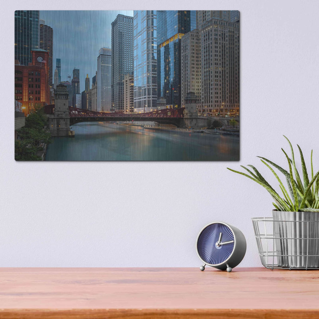 'Chicago River' by Luxe Portfolio – Metal Wall Art, 16x12 room view