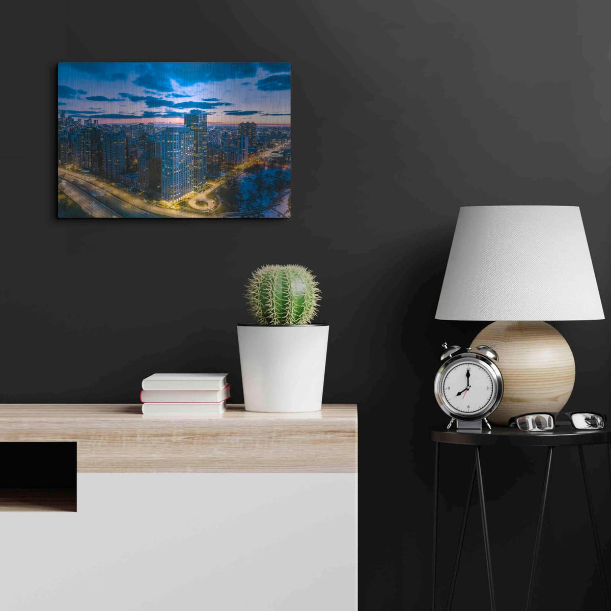 'Amazing Chicago Night' by Luxe Portfolio – Metal Wall Art, 24x16 room view