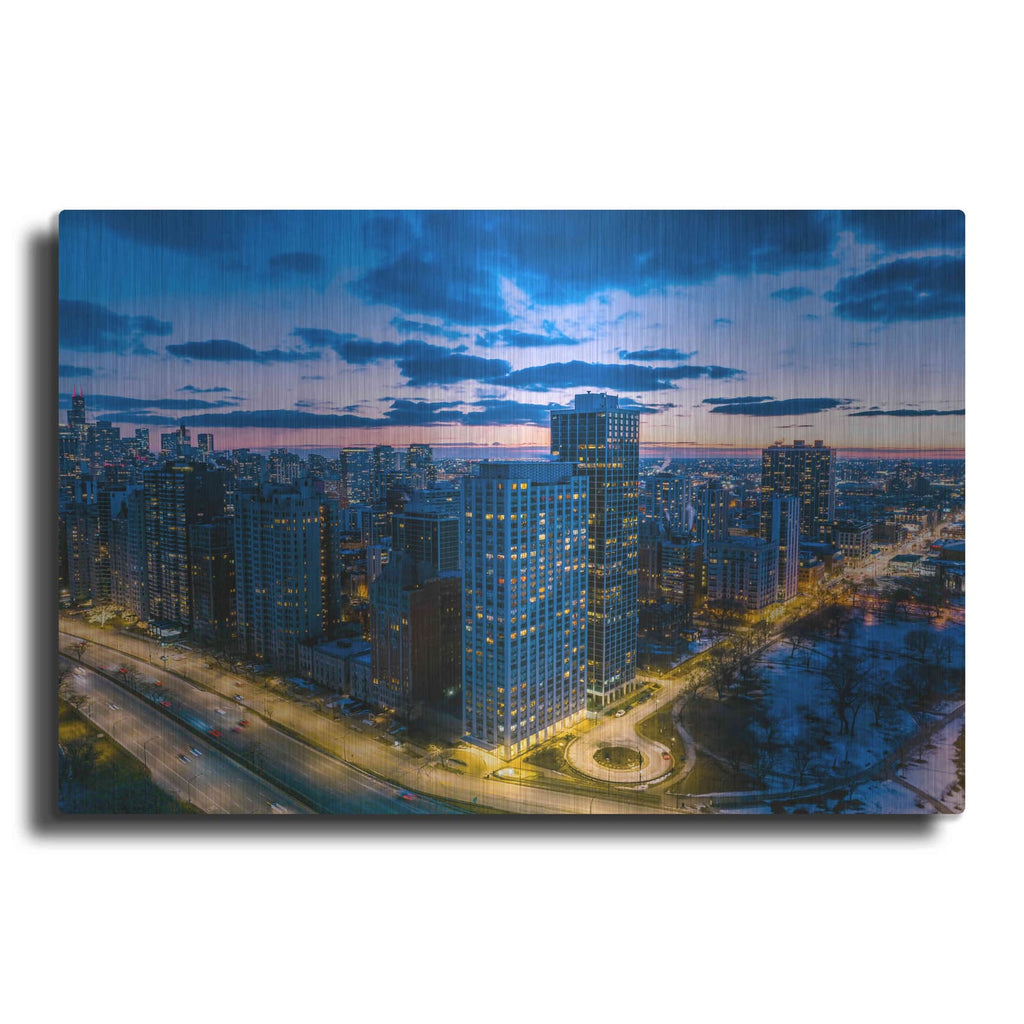 'Amazing Chicago Night' by Luxe Portfolio – Metal Wall Art