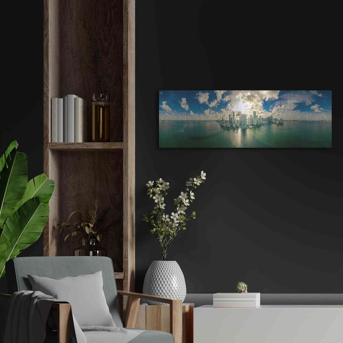 'Florida - Downtown Miami' by Luxe Portfolio – Metal Wall Art, 36x12 room view