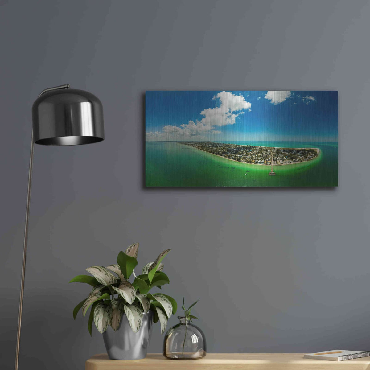 'Emerald Florida' by Luxe Portfolio – Metal Wall Art, 24x12 room view