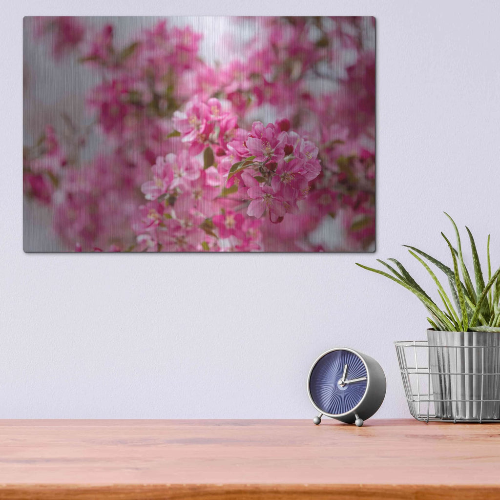 'Pink Floral' by Luxe Portfolio – Metal Wall Art, 16x12 room view