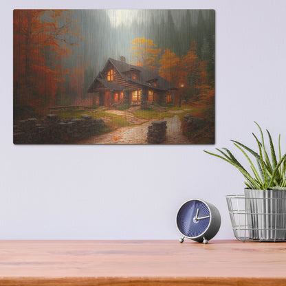 Luxe Metal Art 'Fall Cottage' by Luxe Portfolio, Metal Wall Art,16x12