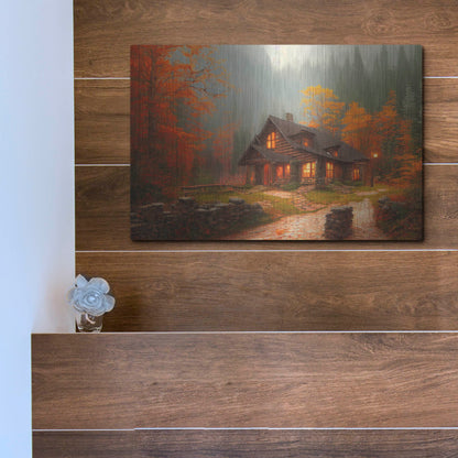 Luxe Metal Art 'Fall Cottage' by Luxe Portfolio, Metal Wall Art,16x12