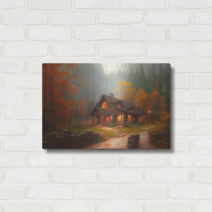Luxe Metal Art 'Fall Cottage' by Luxe Portfolio, Metal Wall Art,24x16