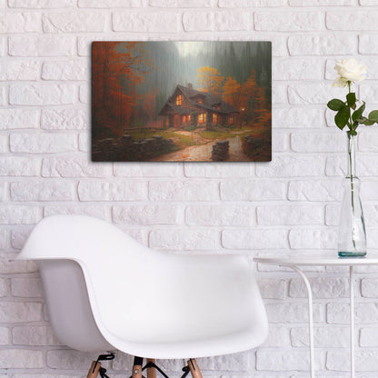 Luxe Metal Art 'Fall Cottage' by Luxe Portfolio, Metal Wall Art,24x16