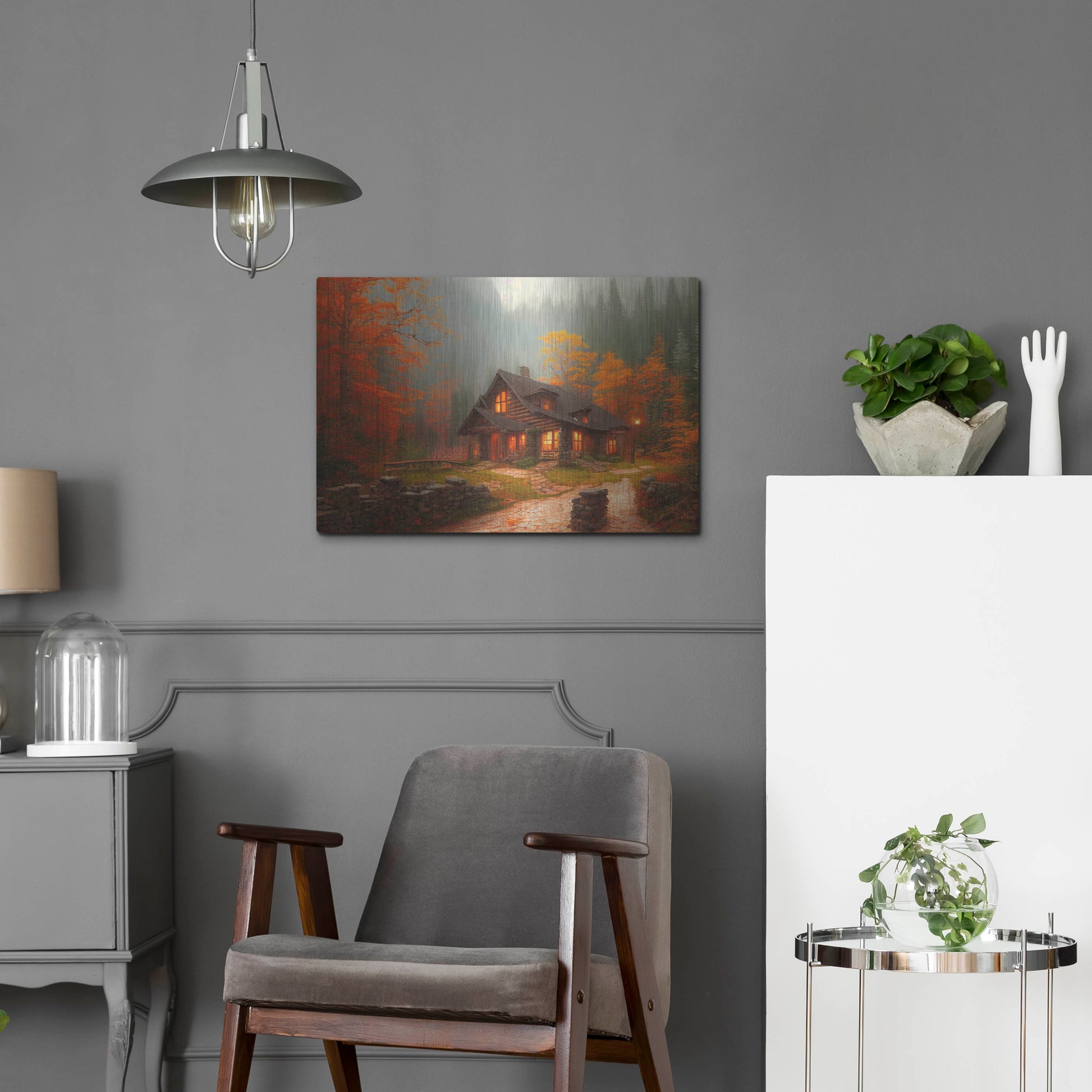 Luxe Metal Art 'Fall Cottage' by Luxe Portfolio, Metal Wall Art,24x16