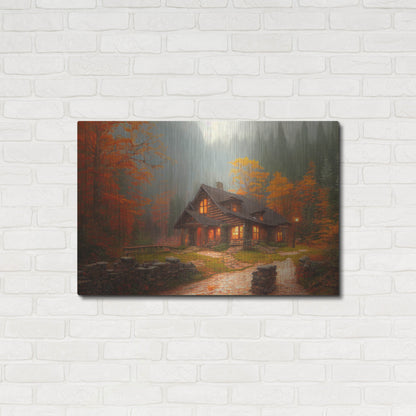 Luxe Metal Art 'Fall Cottage' by Luxe Portfolio, Metal Wall Art,36x24