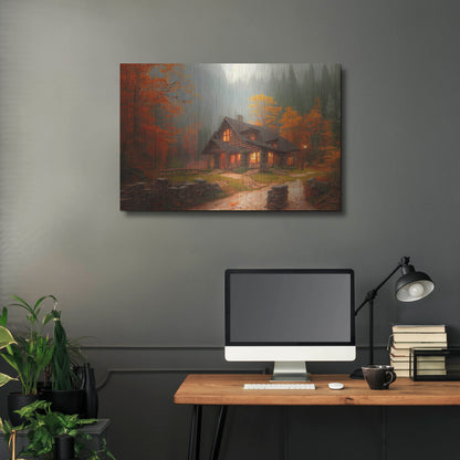 Luxe Metal Art 'Fall Cottage' by Luxe Portfolio, Metal Wall Art,36x24