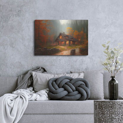 Luxe Metal Art 'Fall Cottage' by Luxe Portfolio, Metal Wall Art,36x24