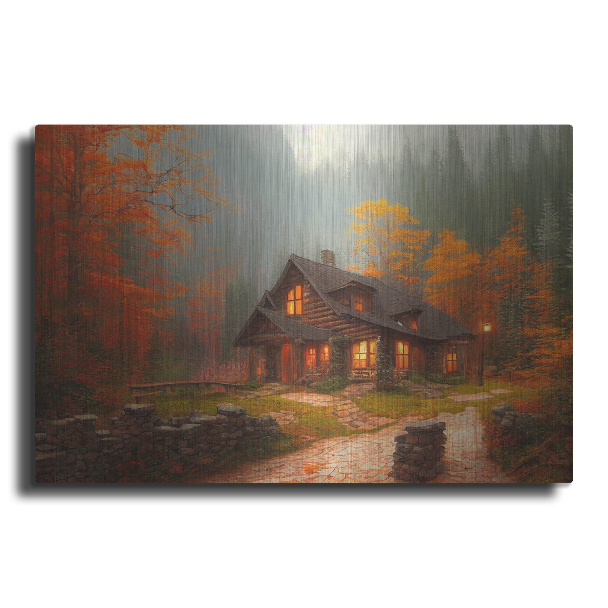 Luxe Metal Art 'Fall Cottage' by Luxe Portfolio, Metal Wall Art