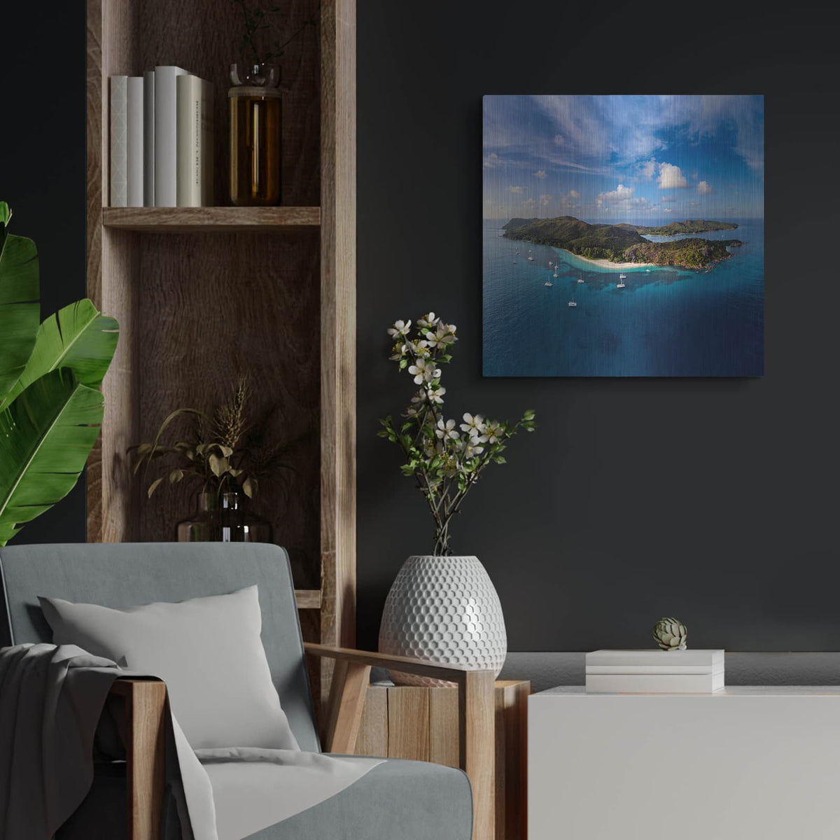 'Curieuse Island Seychelles' by Luxe Portfolio – Metal Wall Art, 24x24 room view
