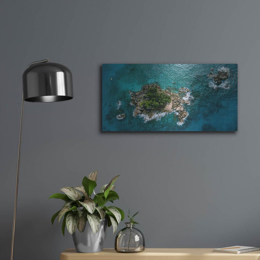 'Beautiful Seychelles' by Luxe Portfolio – Metal Wall Art, 24x12 room view