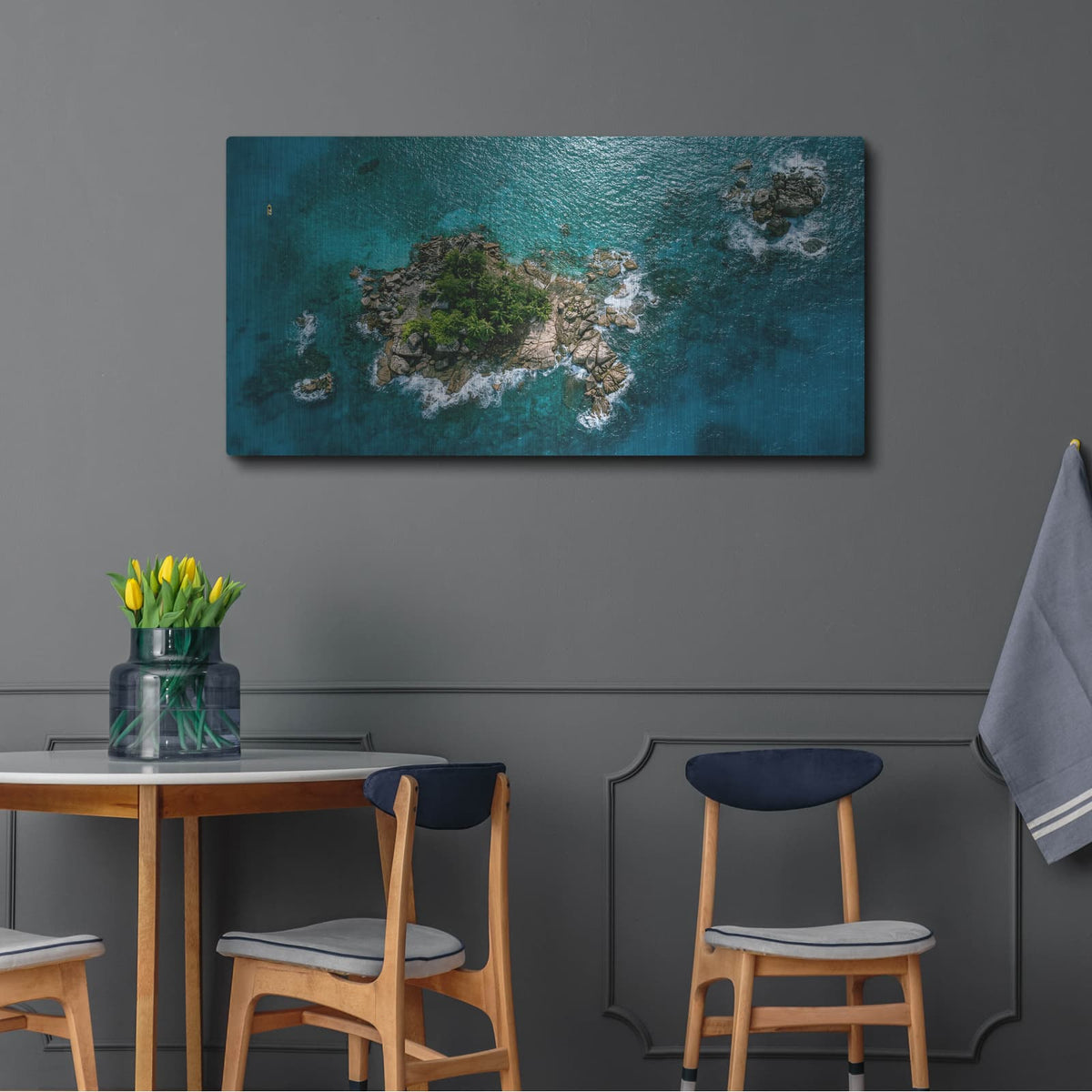 'Beautiful Seychelles' by Luxe Portfolio – Metal Wall Art, 48x24 room view