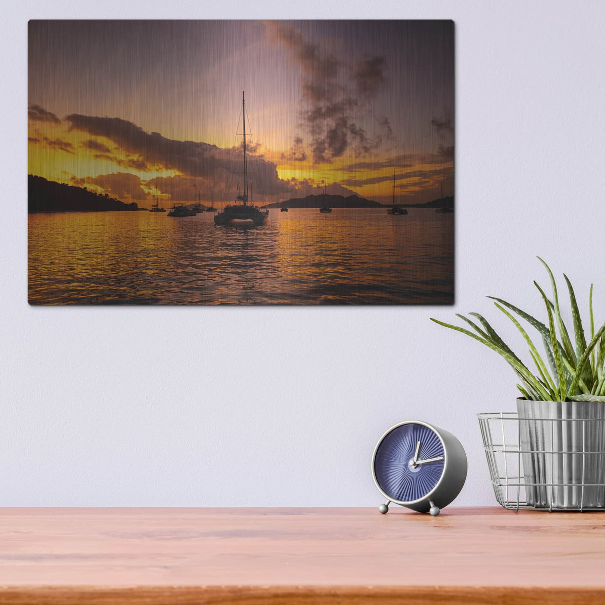 'Fiery Seychelles' by Luxe Portfolio – Metal Wall Art, 16x12 room view