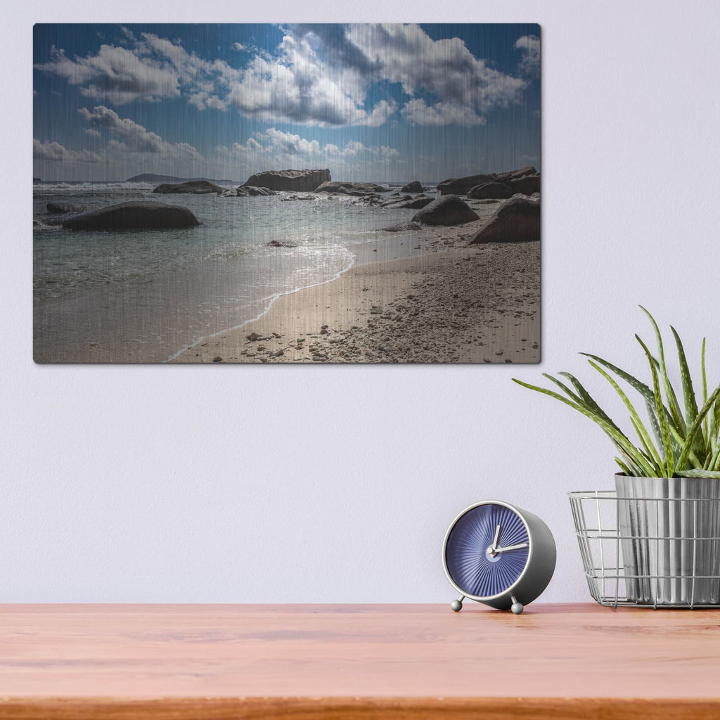 'Seychelles Beach 4' by Luxe Portfolio – Metal Wall Art, 16x12 room view