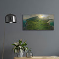 'Green Seychelles - Siloutte Island' by Luxe Portfolio – Metal Wall Art, 24x12 room view