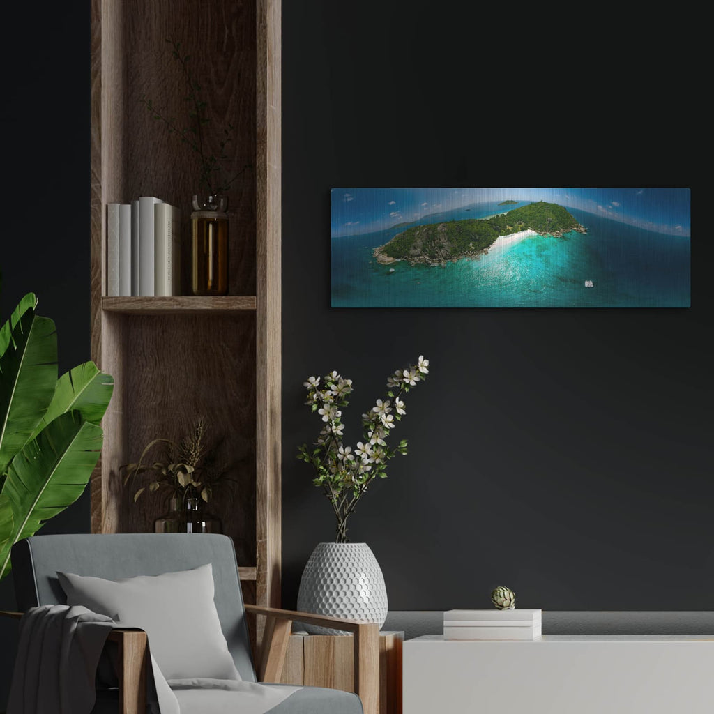 'Seychelles - Sister Island' by Luxe Portfolio – Metal Wall Art, 36x12 room view