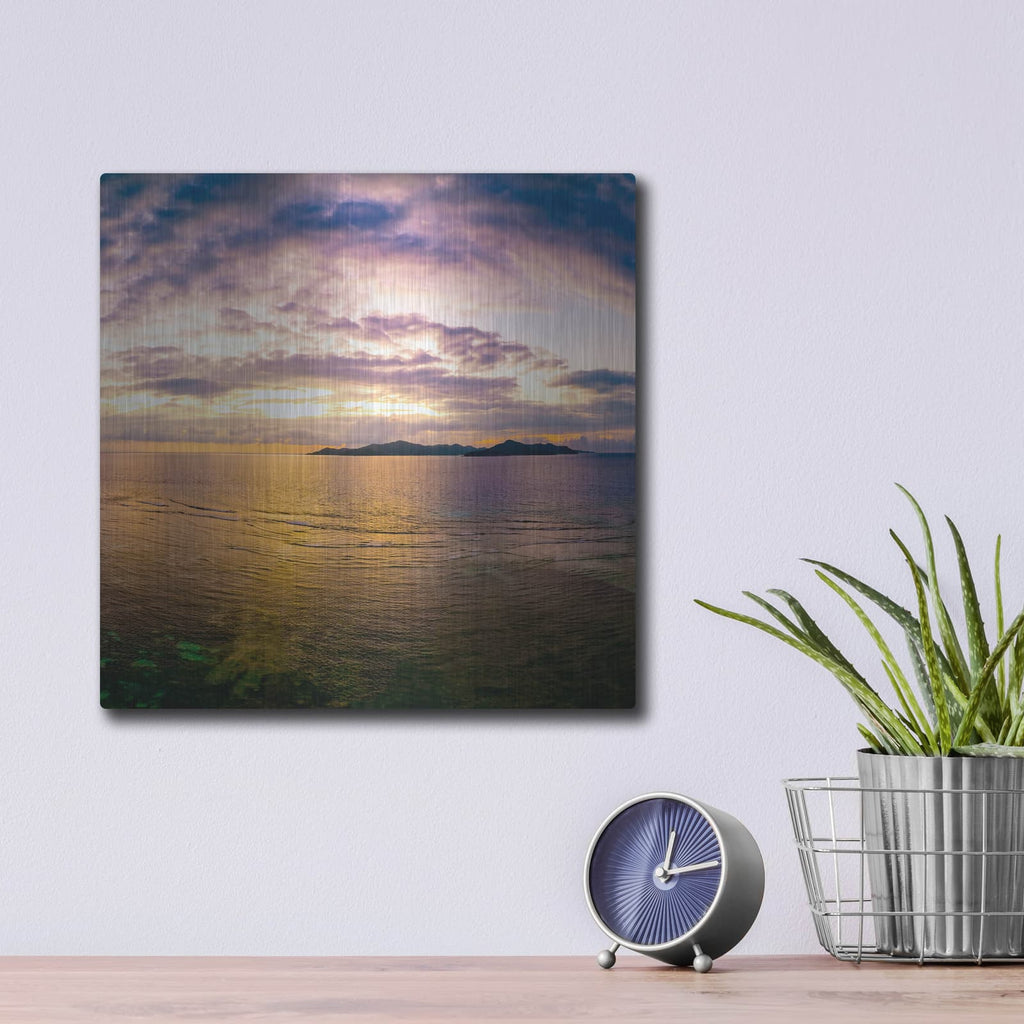 'Seychelles -Praslin Island Sunset' by Luxe Portfolio – Metal Wall Art, 12x12 room view