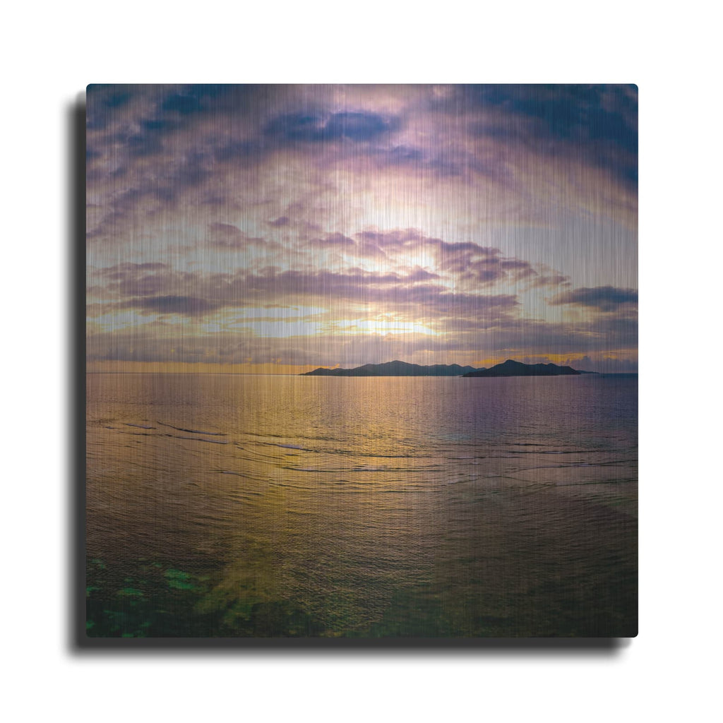 'Seychelles -Praslin Island Sunset' by Luxe Portfolio – Metal Wall Art