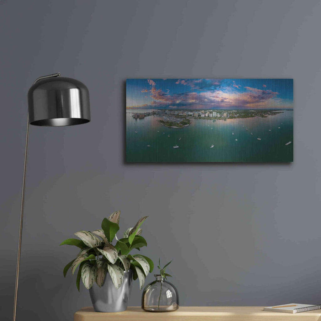 'Sarasota Sunset' by Luxe Portfolio – Metal Wall Art, 24x12 room view