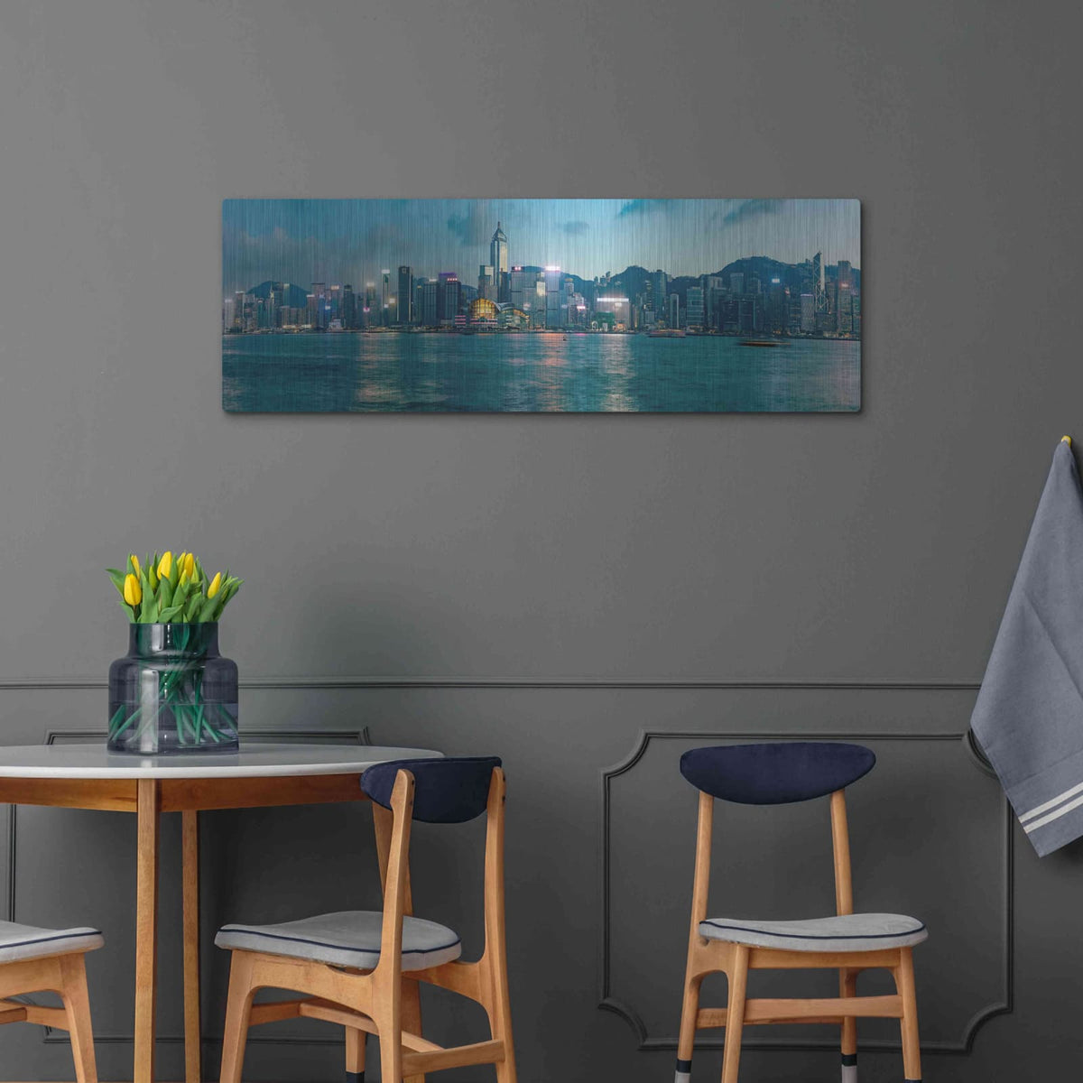 'Hong Kong Twilight' by Luxe Portfolio – Metal Wall Art, 48x16 room view