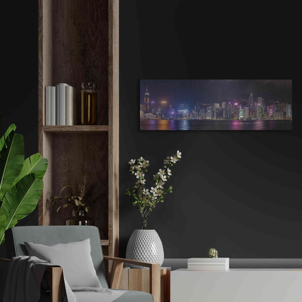 'Good Night Hong Kong' by Luxe Portfolio – Metal Wall Art, 36x12 room view