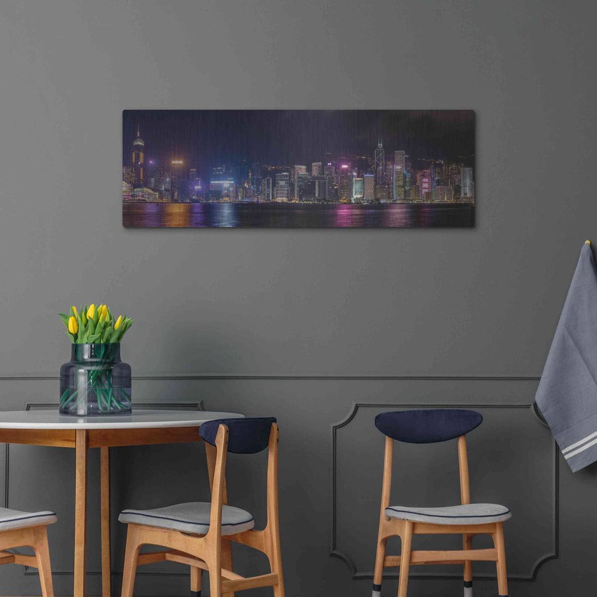 'Good Night Hong Kong' by Luxe Portfolio – Metal Wall Art, 48x16 room view
