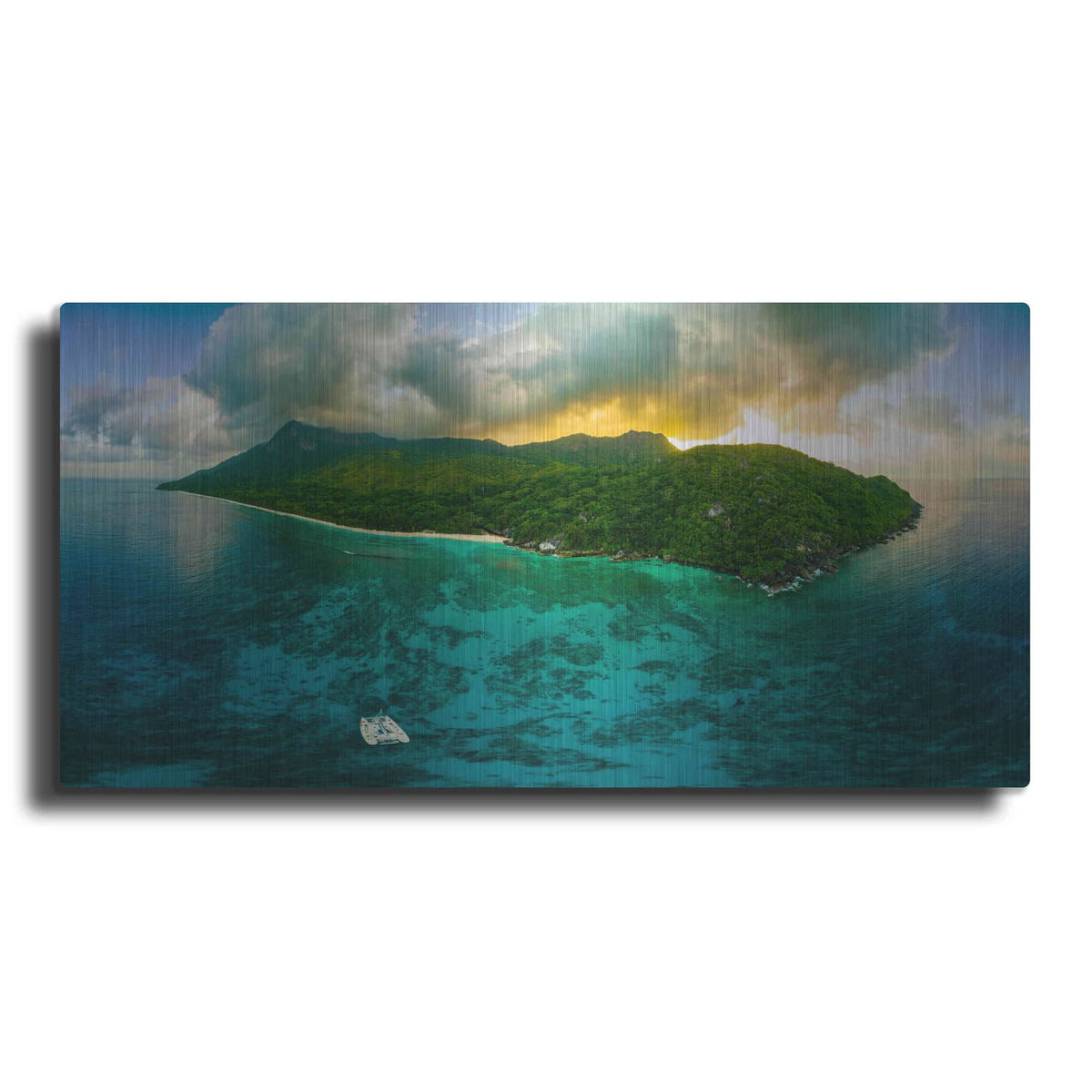 'Seychelles - Siloutte Island' by Luxe Portfolio – Metal Wall Art