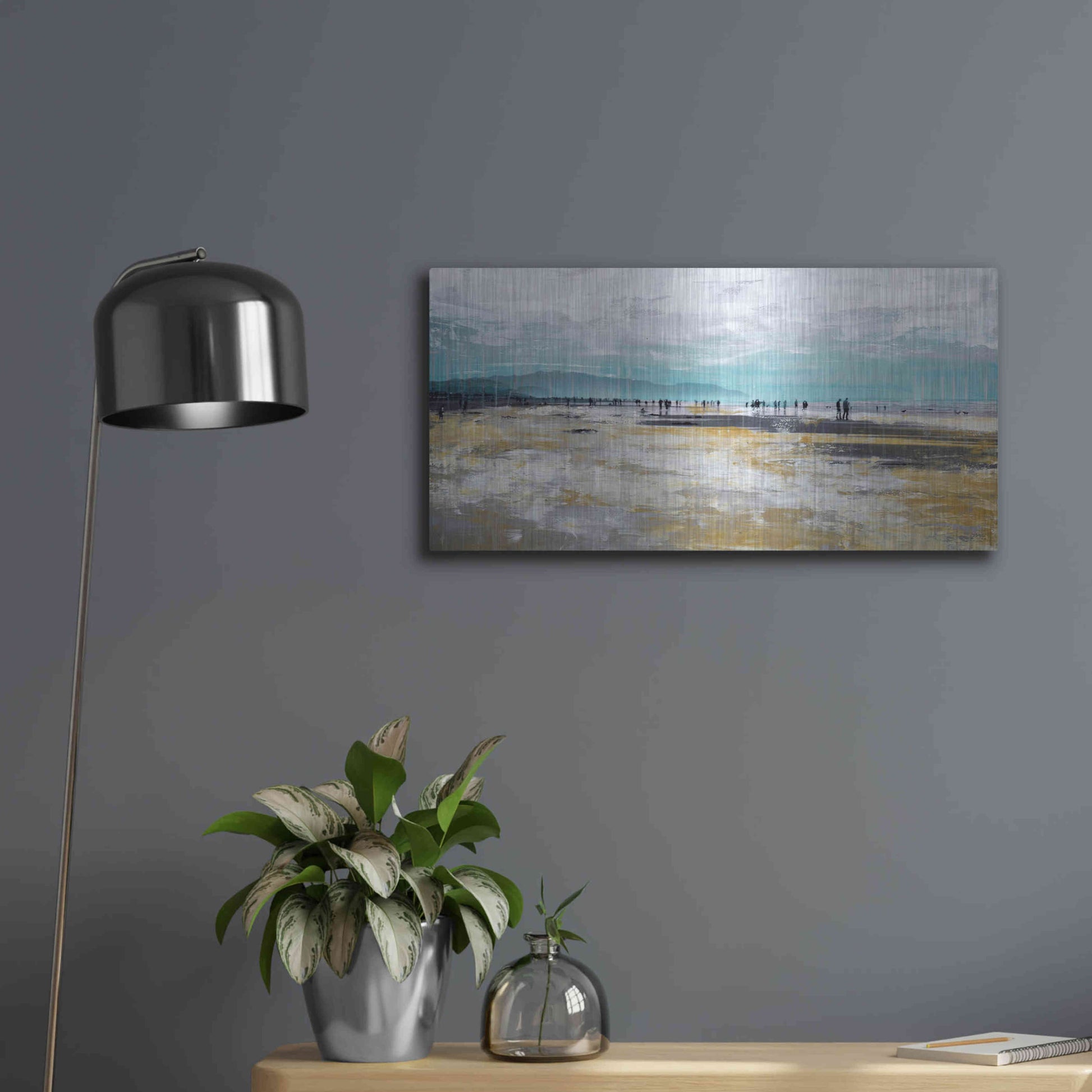 Luxe Metal Art 'Beach III' by Summer,24x12