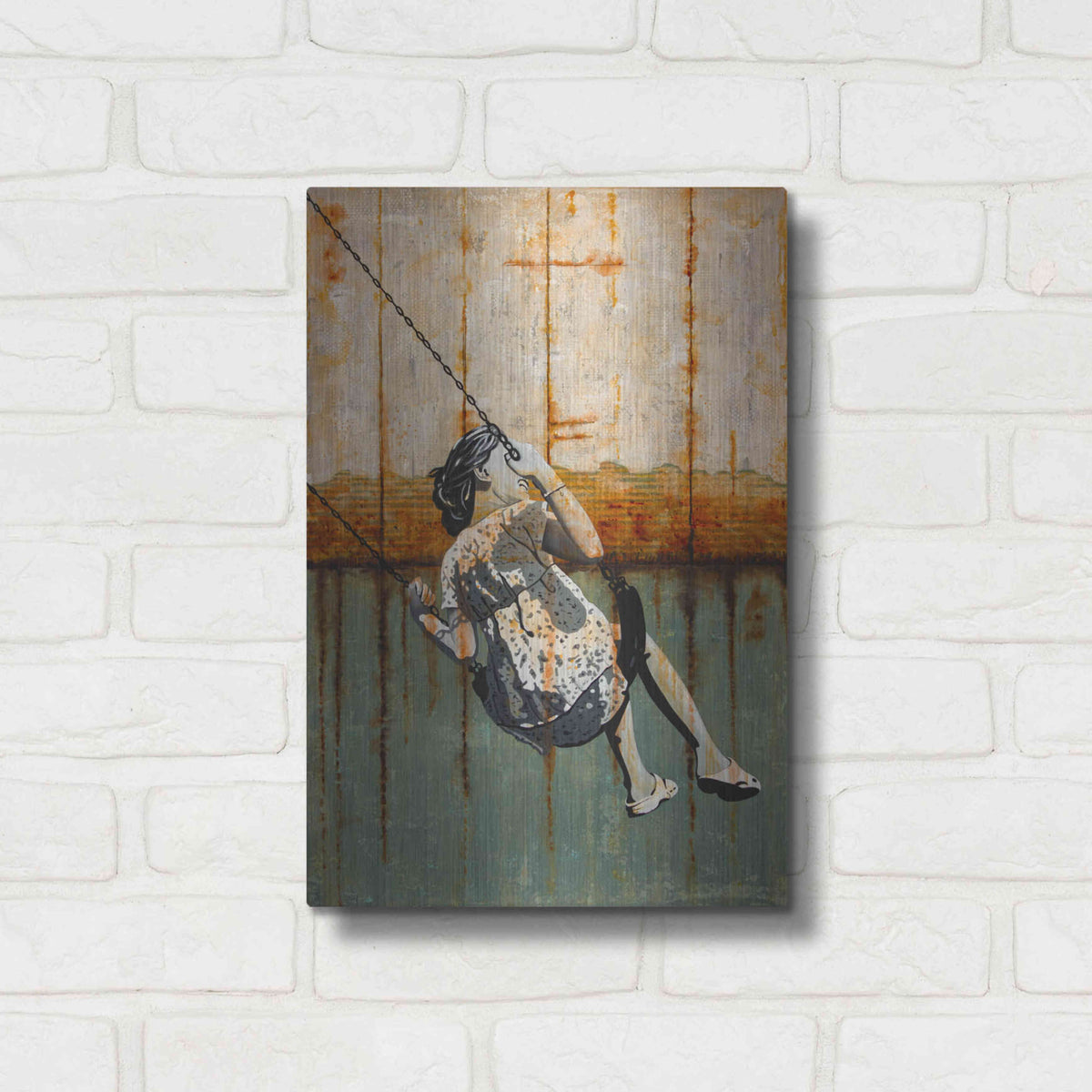 Luxe Metal Art 'A TENDER AGE' by DB Waterman,12x16
