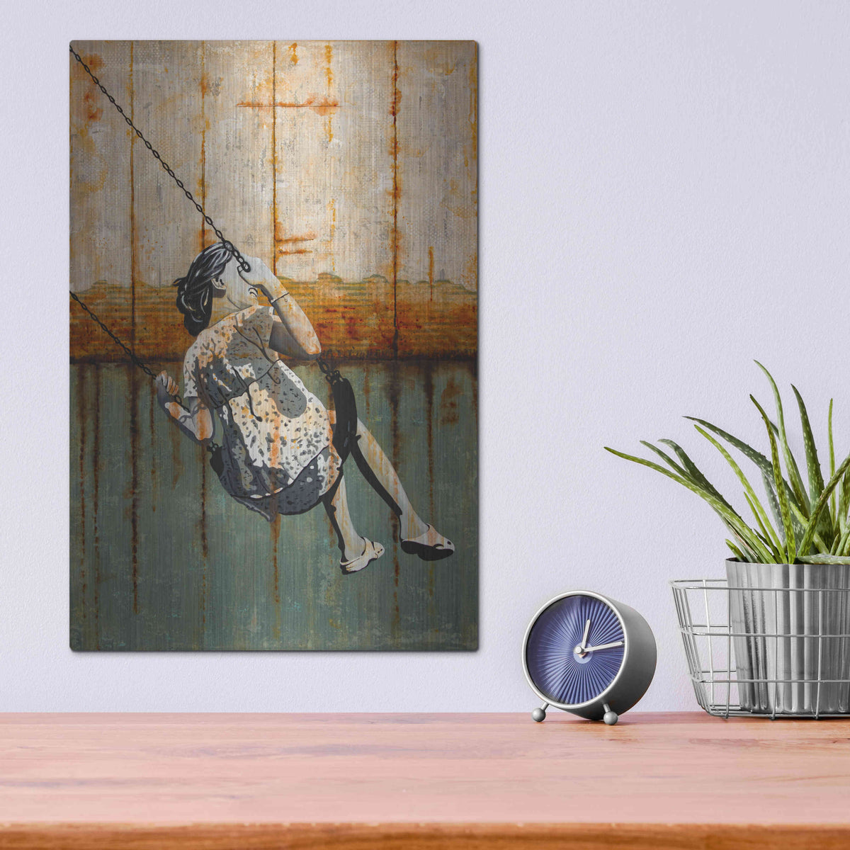 Luxe Metal Art 'A TENDER AGE' by DB Waterman,12x16