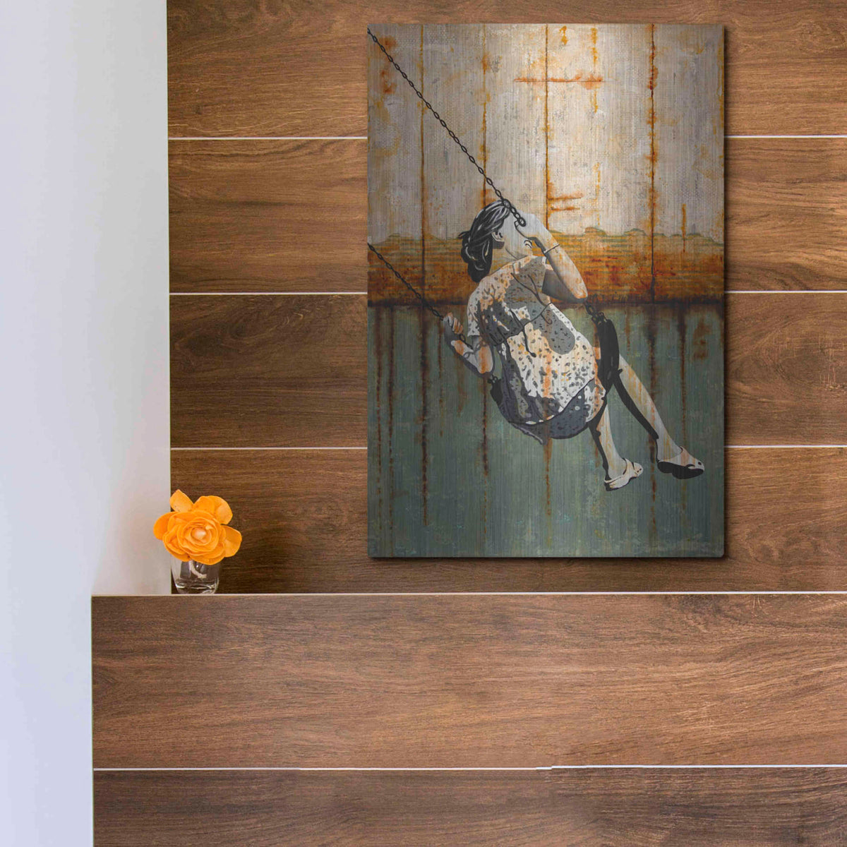 Luxe Metal Art 'A TENDER AGE' by DB Waterman,12x16