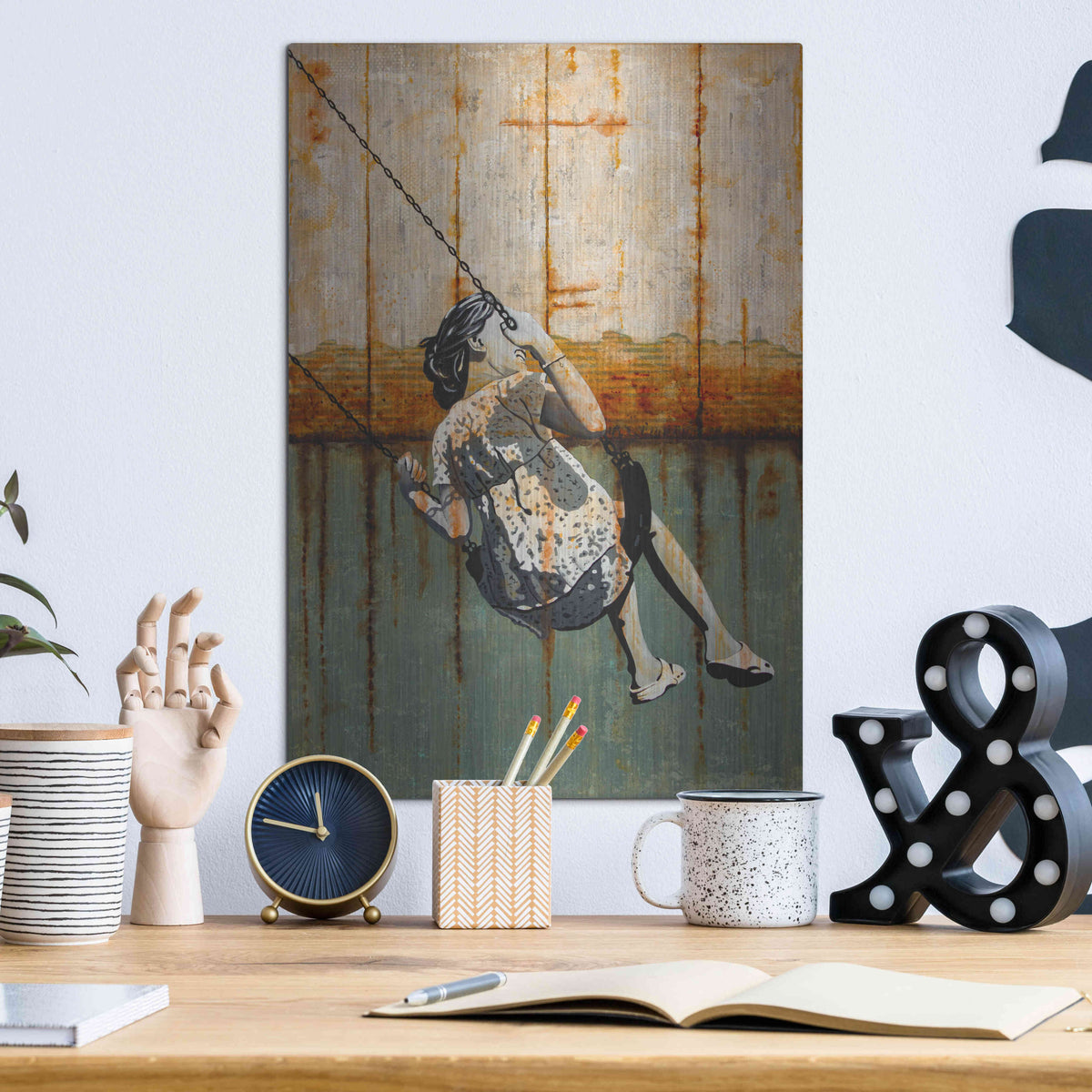 Luxe Metal Art 'A TENDER AGE' by DB Waterman,12x16