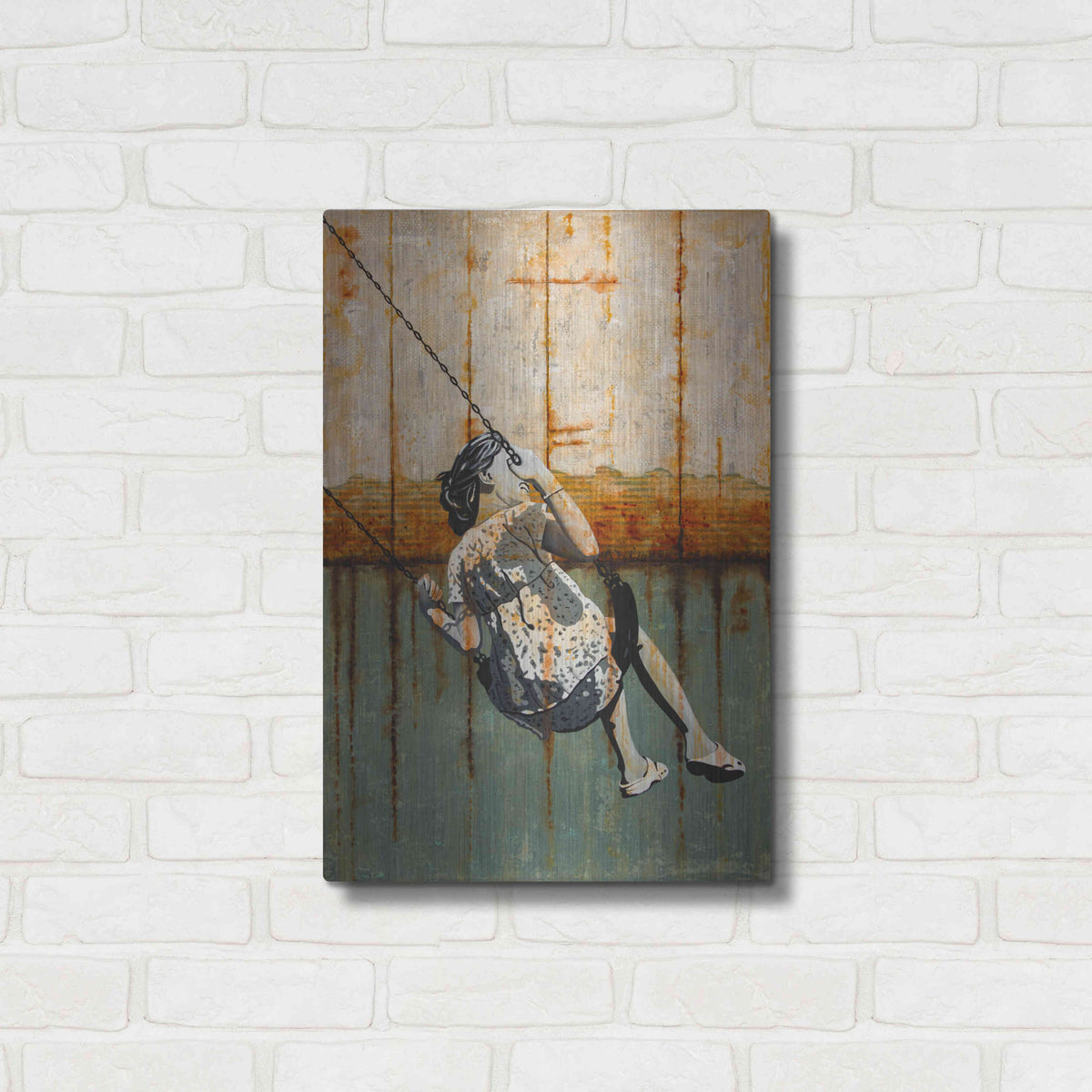 Luxe Metal Art 'A TENDER AGE' by DB Waterman,16x24